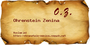 Ohrenstein Zenina névjegykártya